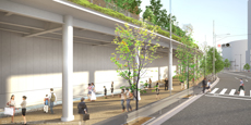 外苑西通り側歩道状空地外観パース