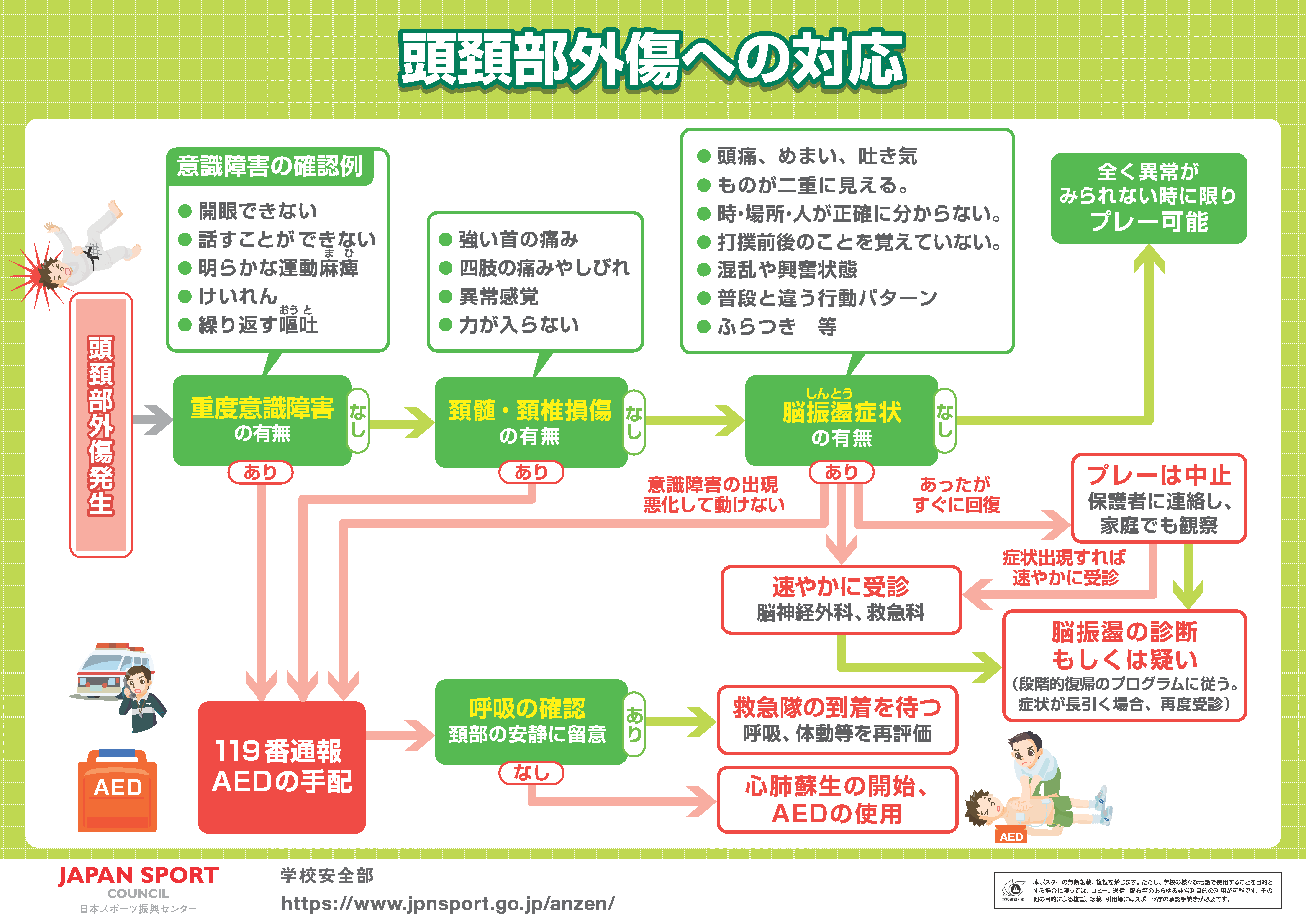 頭頚部外傷フローチャートポスター