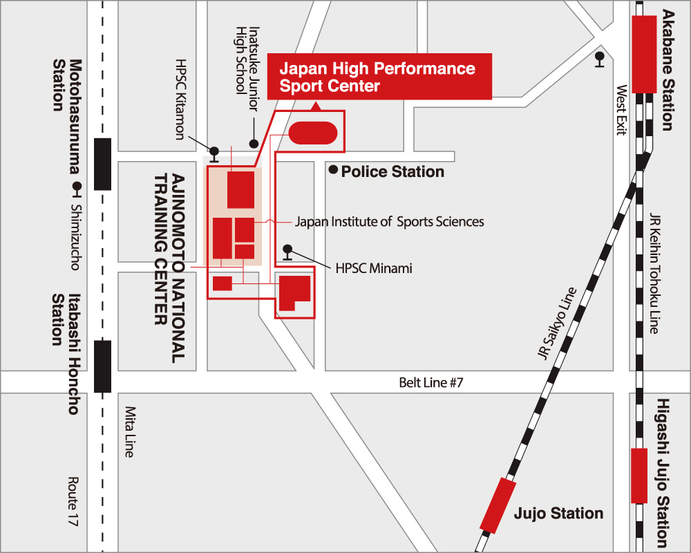 Map of the Japan High Performance Sport Center.