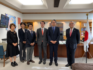 JSC representatives and H.E. Ambassador YAMANOUCHI kanji line up for a photo at the Embassy of Japan in Canada.