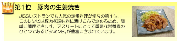 第1位　豚肉の生姜焼きのレシピのリンク