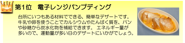第1位　電子レンジパンプディングのレシピのリンク