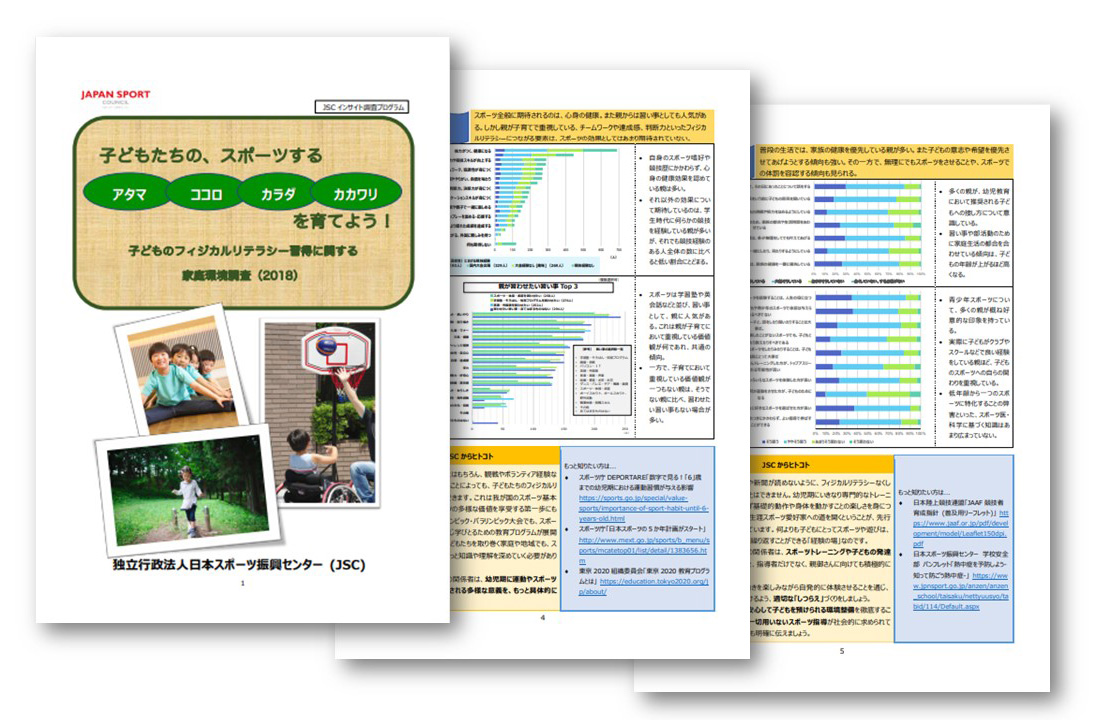 Image of the 2018 brochure of the survey on physical literacy of children and their family environment