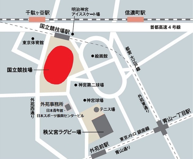 国立競技場の周辺地図