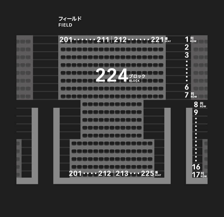 2層スタンド（2,3階）224ブロック